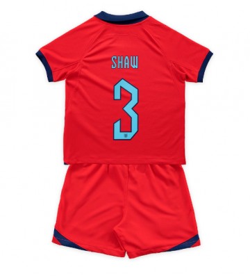 England Luke Shaw #3 Bortaställ Barn VM 2022 Kortärmad (+ Korta byxor)